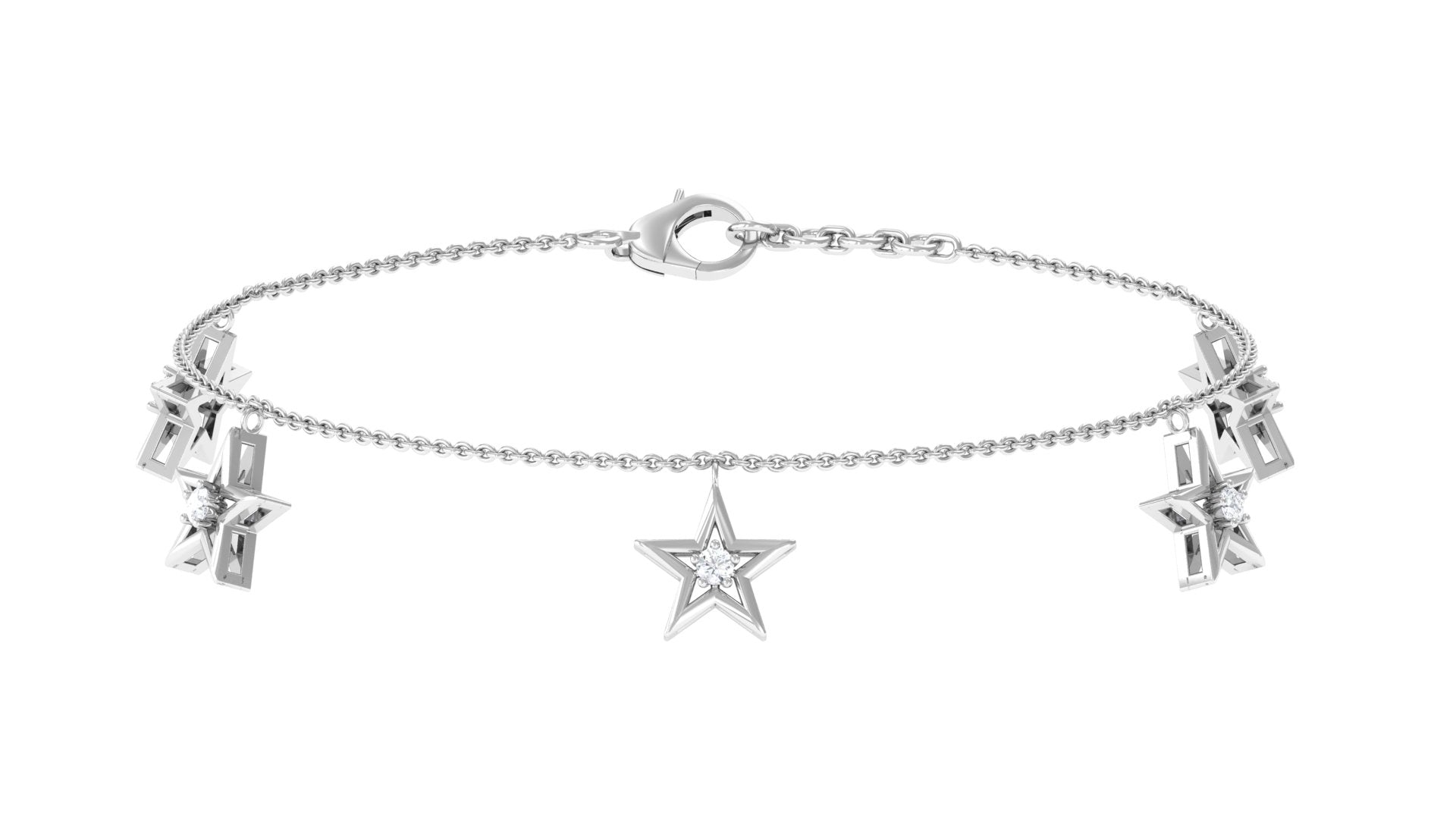 Diamond Star Bracelet – Adjustable Lobster Clasp | Celestial Charm Bracelet For Women