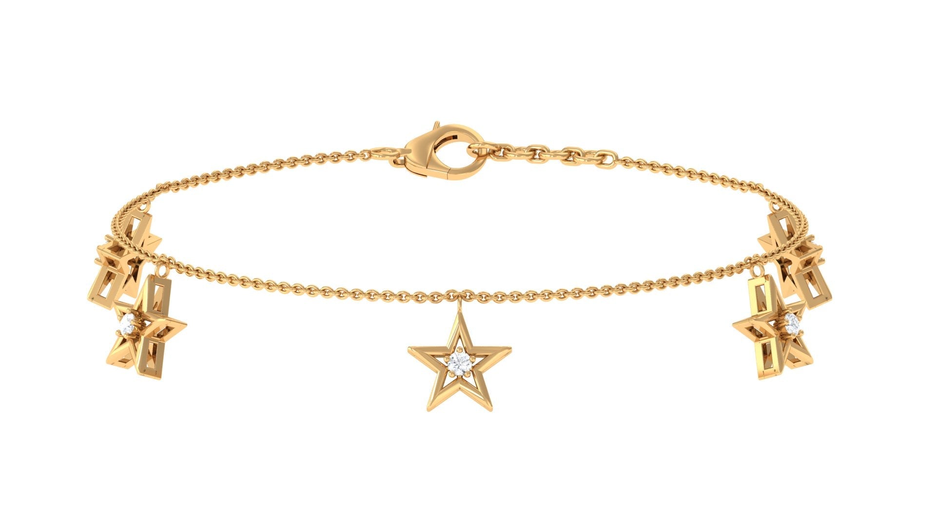 Diamond Star Bracelet – Adjustable Lobster Clasp | Celestial Charm Bracelet For Women