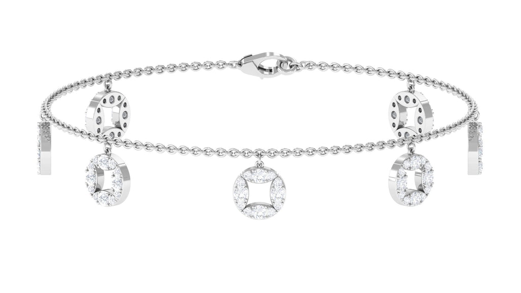 Moissanite Charm Bracelet – Minimalist Women's Chain with Sparkling Round Cut Stones