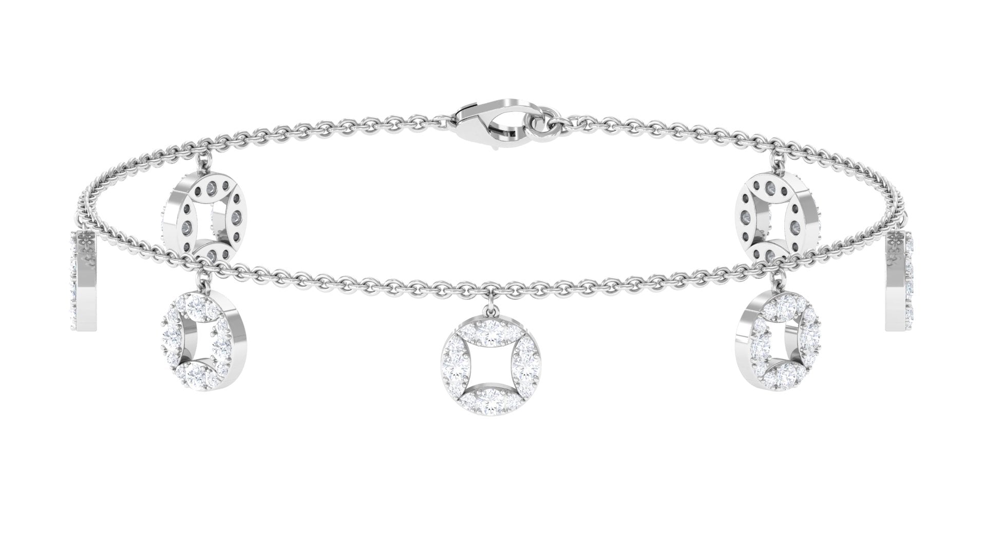 Moissanite Charm Bracelet – Minimalist Women's Chain with Sparkling Round Cut Stones