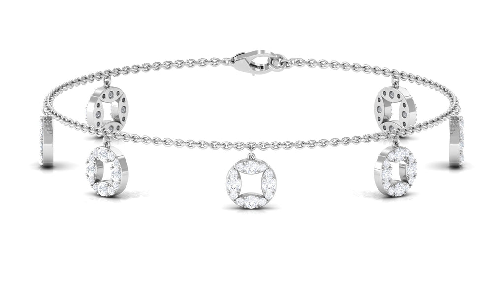 Moissanite Charm Bracelet – Minimalist Women's Chain with Sparkling Round Cut Stones