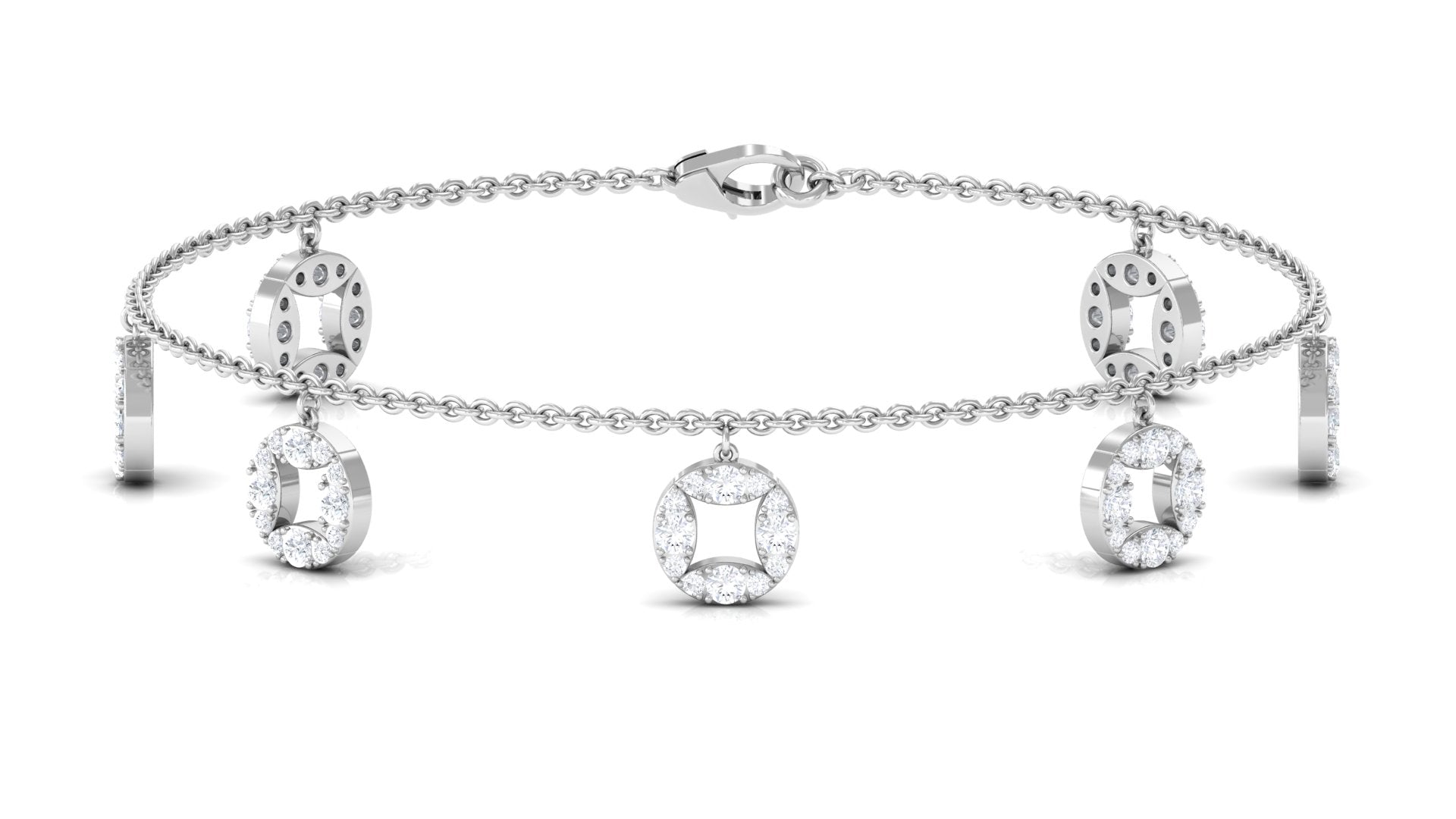 Moissanite Charm Bracelet – Minimalist Women's Chain with Sparkling Round Cut Stones