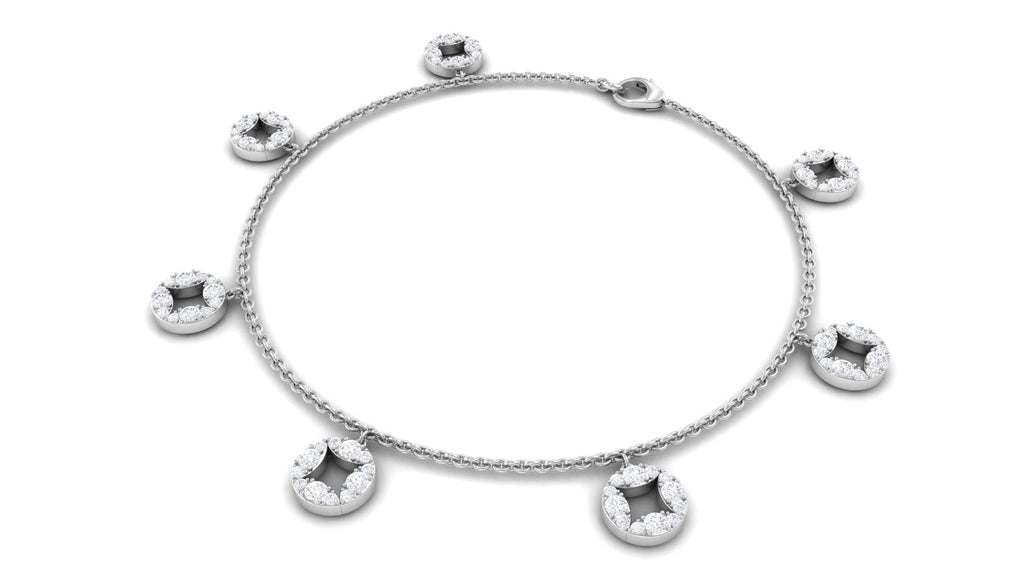 Moissanite Charm Bracelet – Minimalist Women's Chain with Sparkling Round Cut Stones