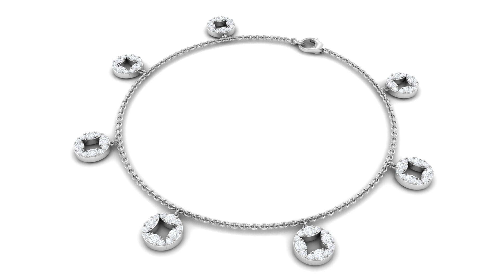 Moissanite Charm Bracelet – Minimalist Women's Chain with Sparkling Round Cut Stones