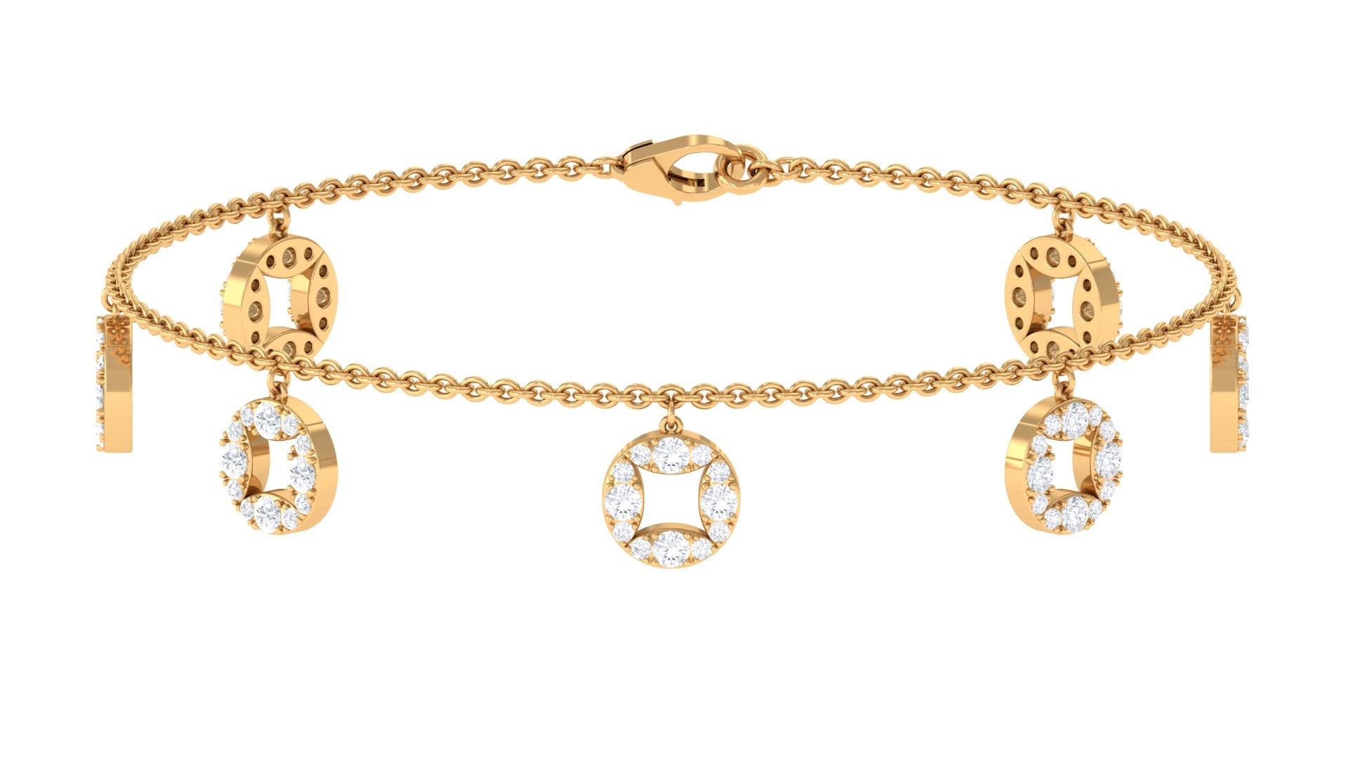 Moissanite Charm Bracelet – Minimalist Women's Chain with Sparkling Round Cut Stones