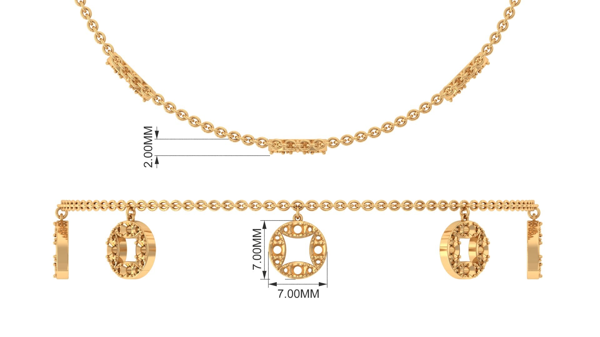 Moissanite Charm Bracelet – Minimalist Women's Chain with Sparkling Round Cut Stones