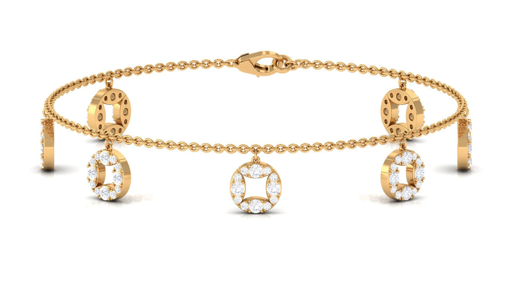 Moissanite Charm Bracelet – Minimalist Women's Chain with Sparkling Round Cut Stones