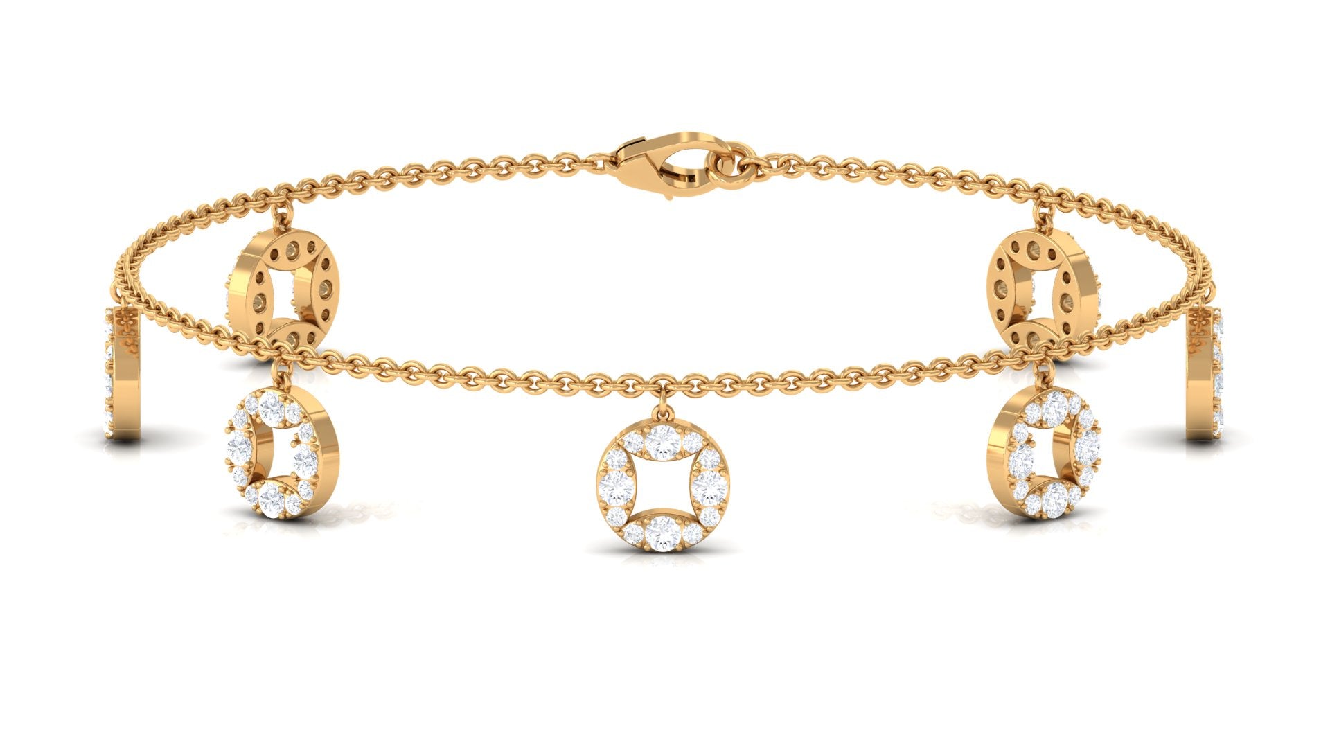 Moissanite Charm Bracelet – Minimalist Women's Chain with Sparkling Round Cut Stones