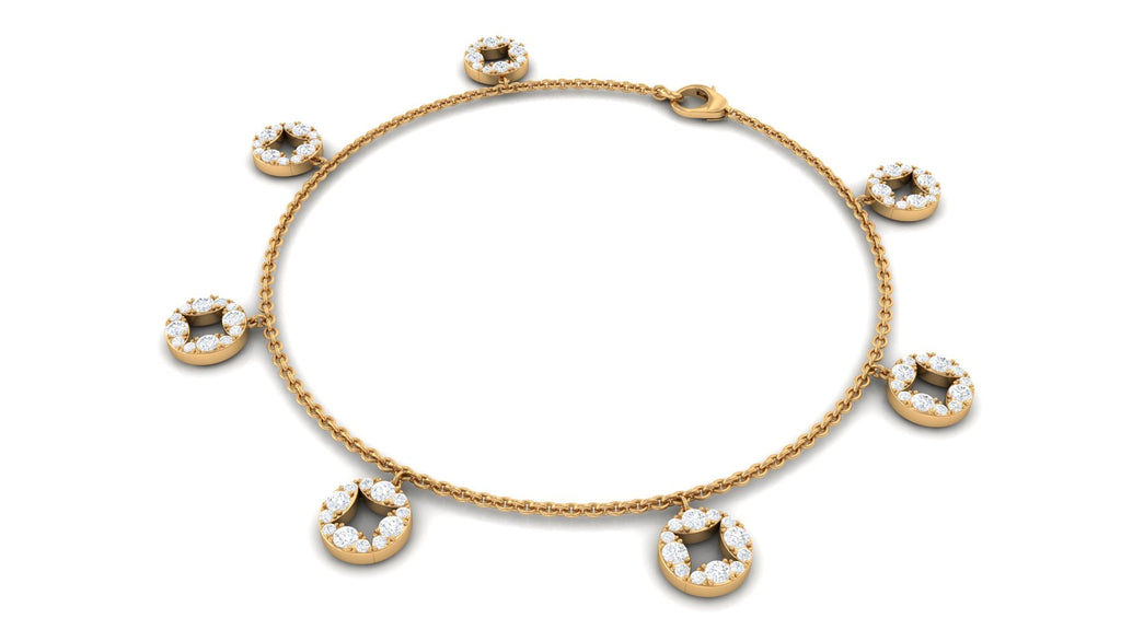 Moissanite Charm Bracelet – Minimalist Women's Chain with Sparkling Round Cut Stones