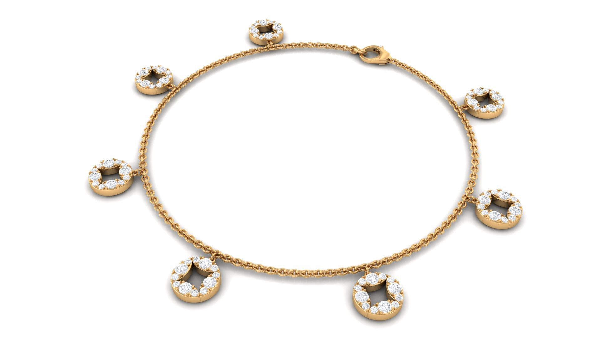 Moissanite Charm Bracelet – Minimalist Women's Chain with Sparkling Round Cut Stones