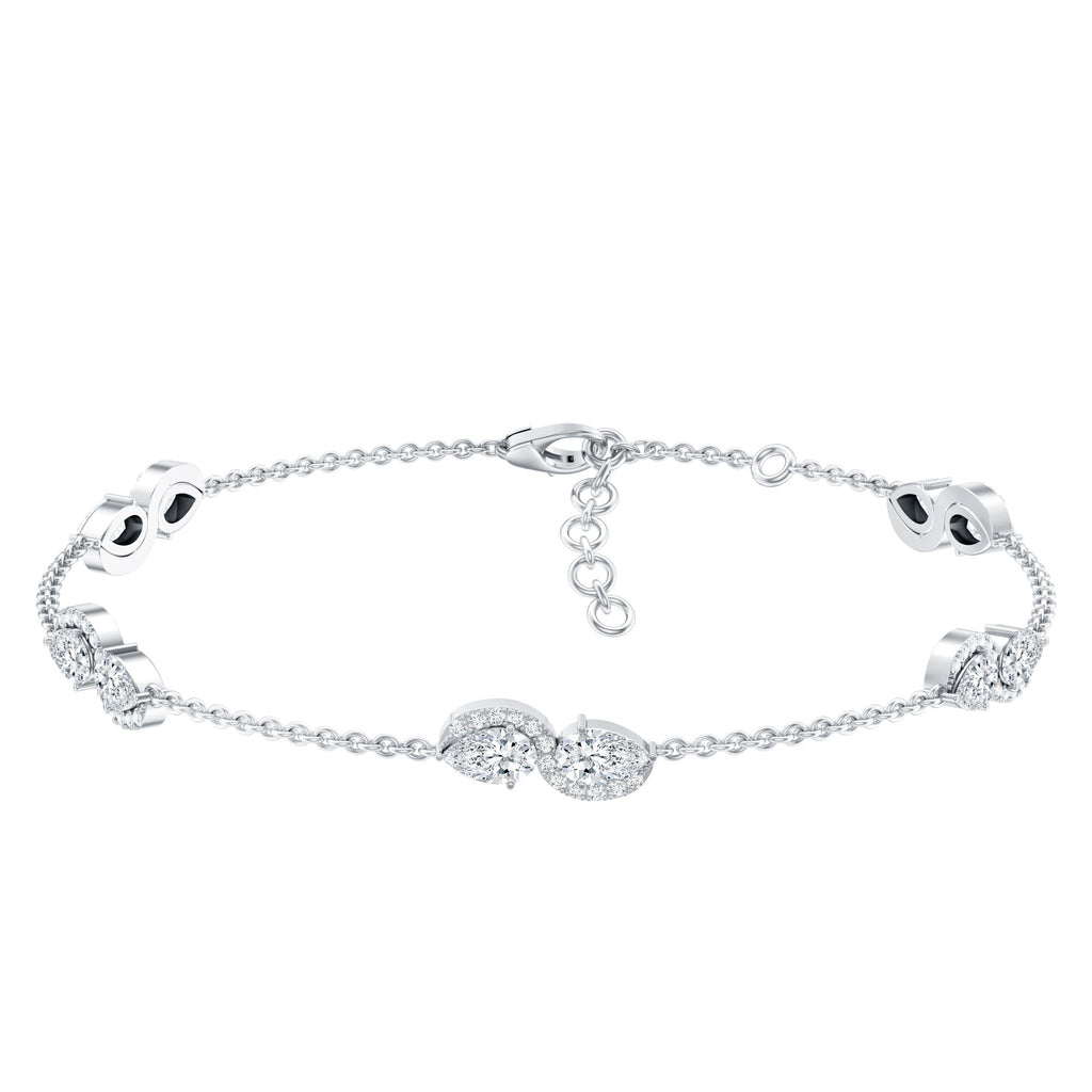 Lab Grown Diamond Bracelet – Classic Diamond Station Chain With Pear Shape Diamonds