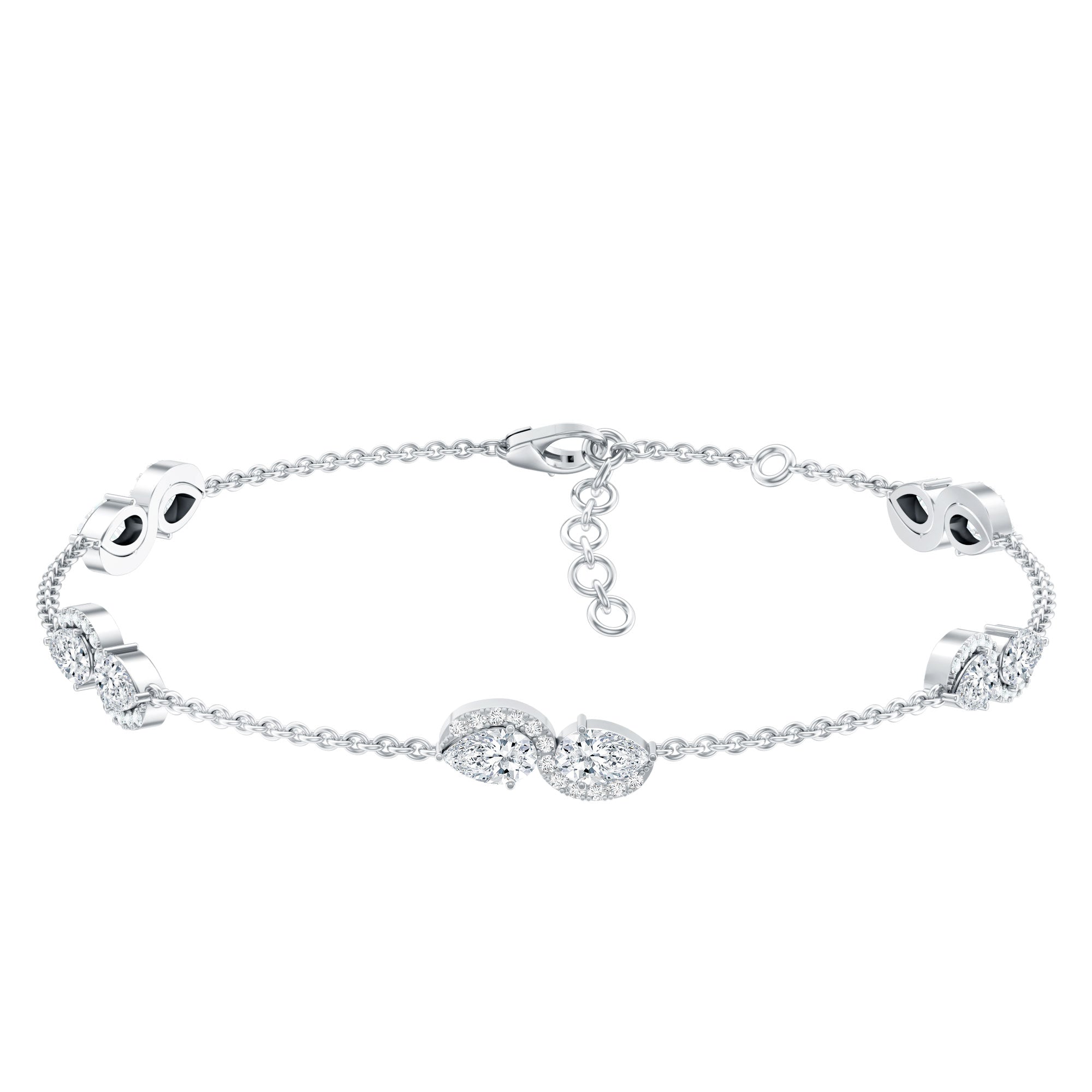 Lab Grown Diamond Bracelet – Classic Diamond Station Chain With Pear Shape Diamonds