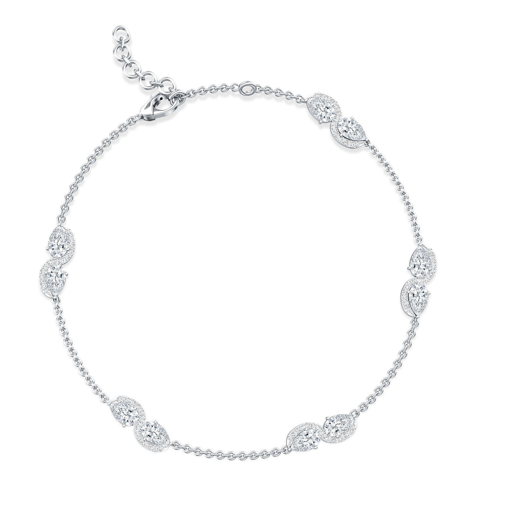 Lab Grown Diamond Bracelet – Classic Diamond Station Chain With Pear Shape Diamonds