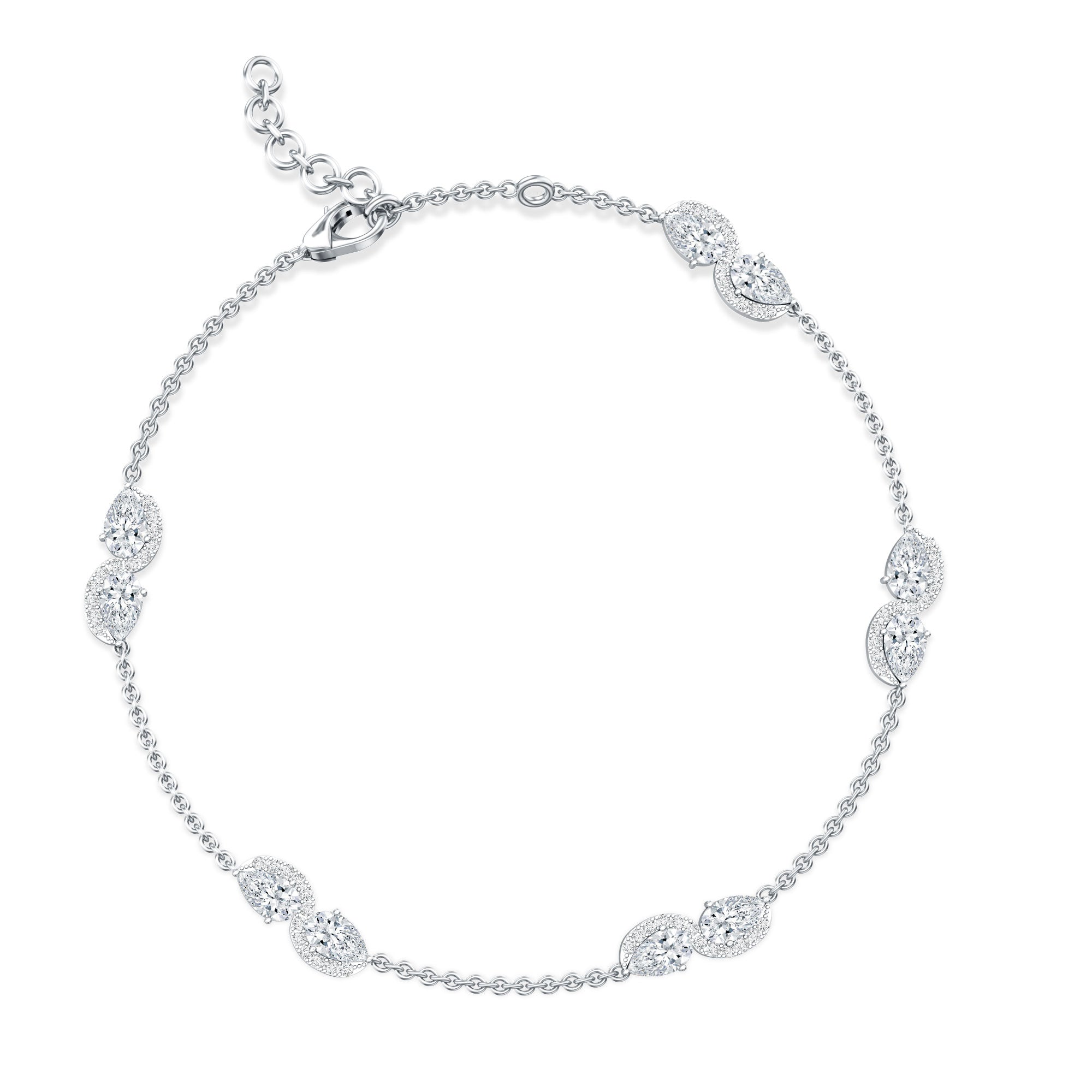 Lab Grown Diamond Bracelet – Classic Diamond Station Chain With Pear Shape Diamonds