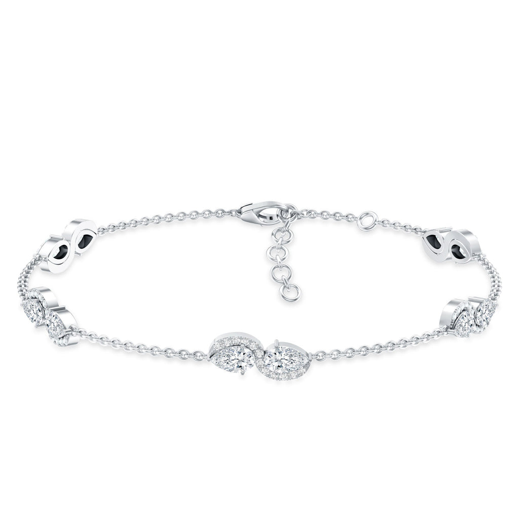 Lab Grown Diamond Bracelet – Classic Diamond Station Chain With Pear Shape Diamonds