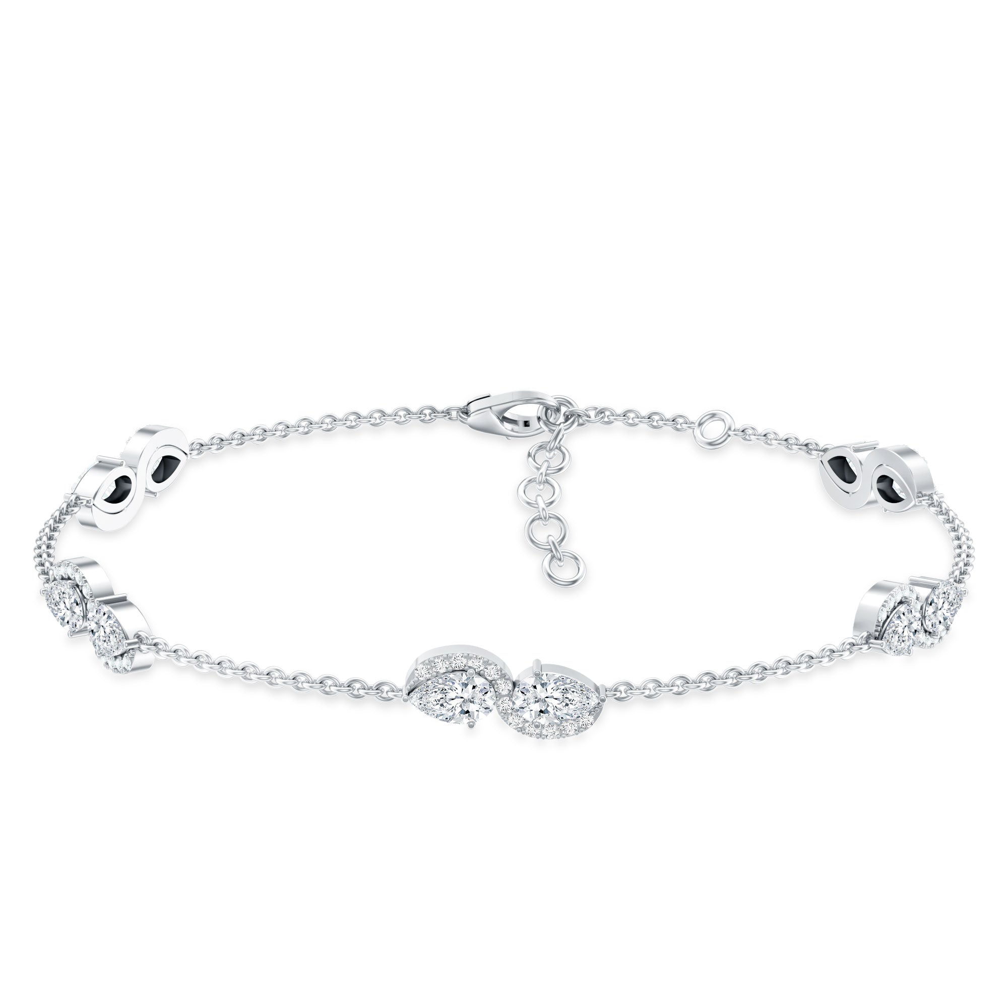 Lab Grown Diamond Bracelet – Classic Diamond Station Chain With Pear Shape Diamonds