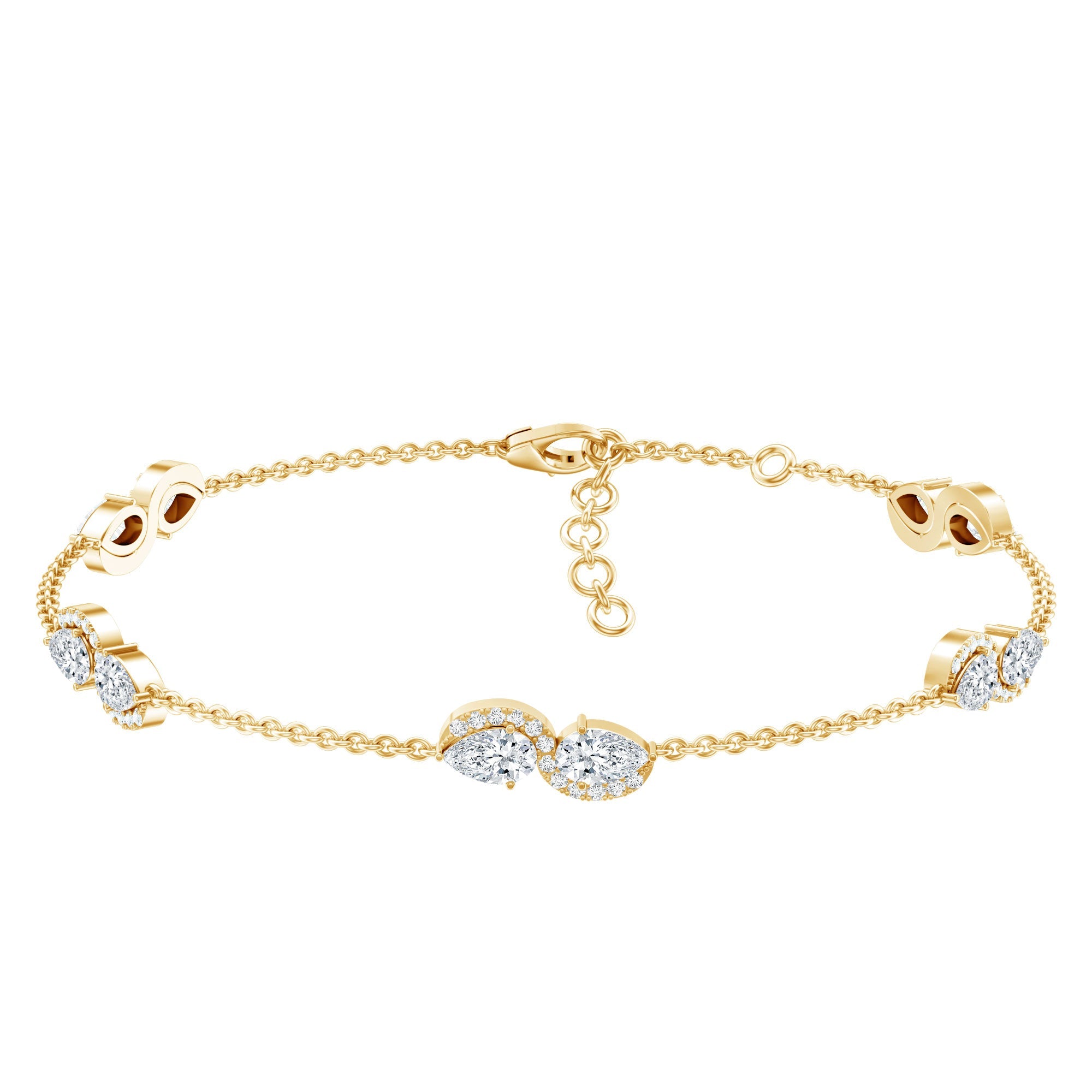 Lab Grown Diamond Bracelet – Classic Diamond Station Chain With Pear Shape Diamonds