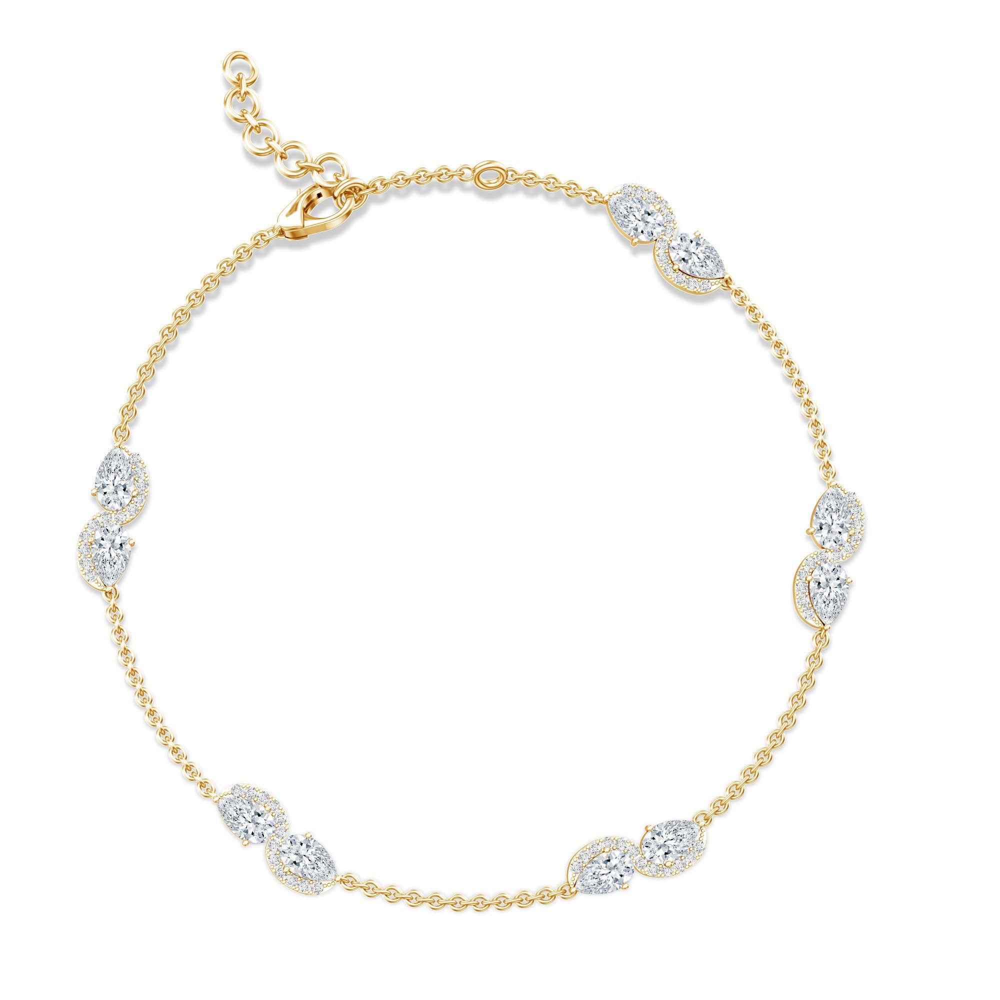 Lab Grown Diamond Bracelet – Classic Diamond Station Chain With Pear Shape Diamonds