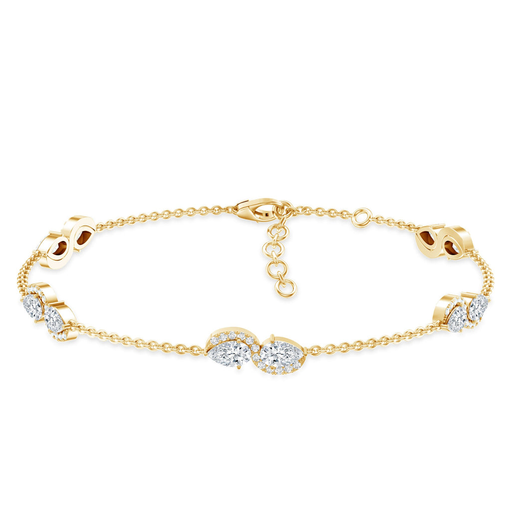 Lab Grown Diamond Bracelet – Classic Diamond Station Chain With Pear Shape Diamonds