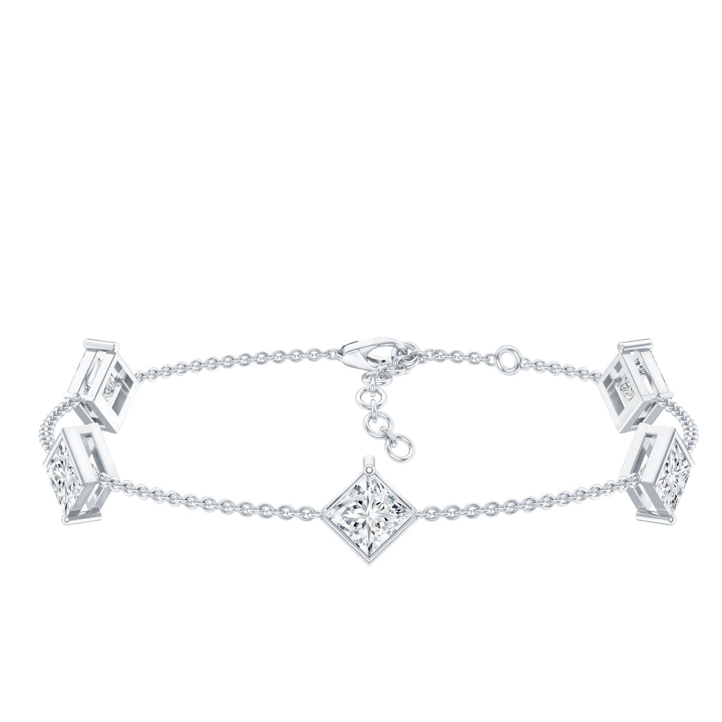 Princess Cut Bracelet – Lab Grown Diamonds 4 Carat Minimalist Diamond Chain