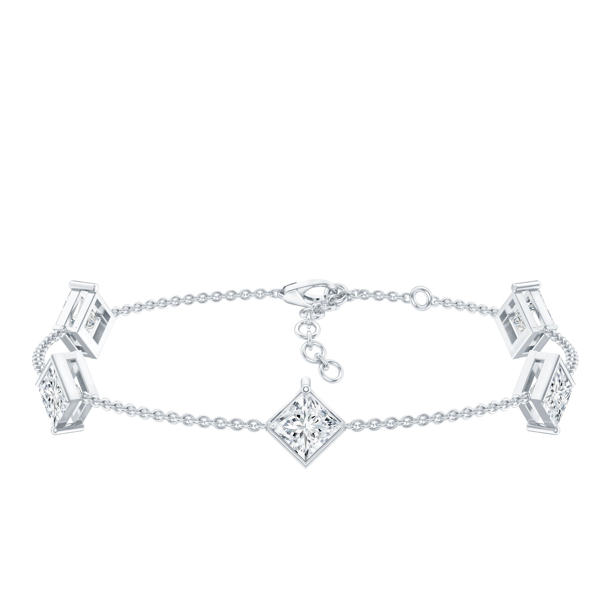 Princess Cut Bracelet – Lab Grown Diamonds 4 Carat Minimalist Diamond Chain