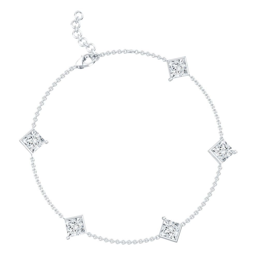 Princess Cut Bracelet – Lab Grown Diamonds 4 Carat Minimalist Diamond Chain