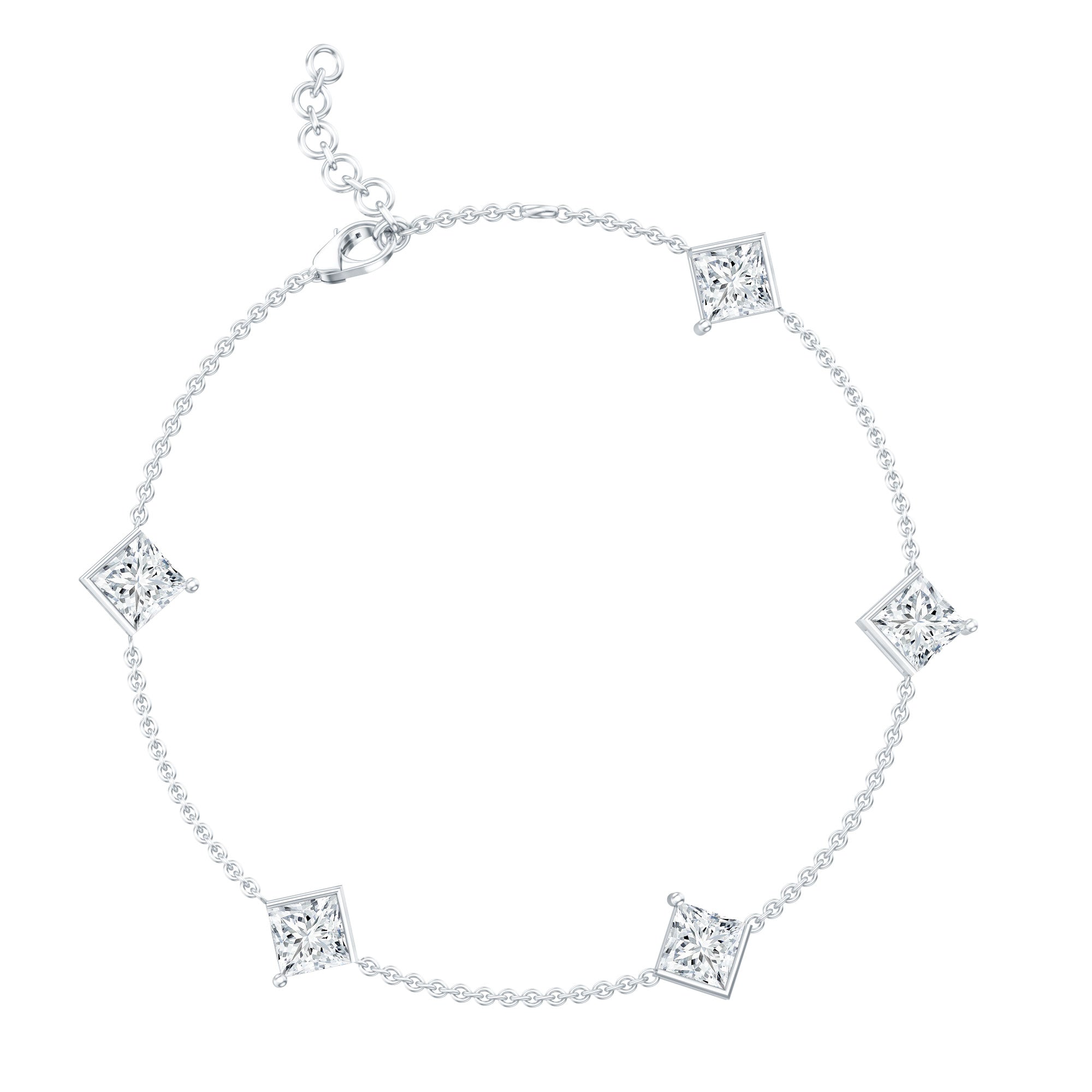 Princess Cut Bracelet – Lab Grown Diamonds 4 Carat Minimalist Diamond Chain