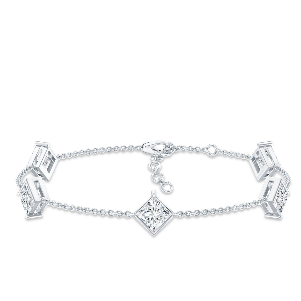 Princess Cut Bracelet – Lab Grown Diamonds 4 Carat Minimalist Diamond Chain