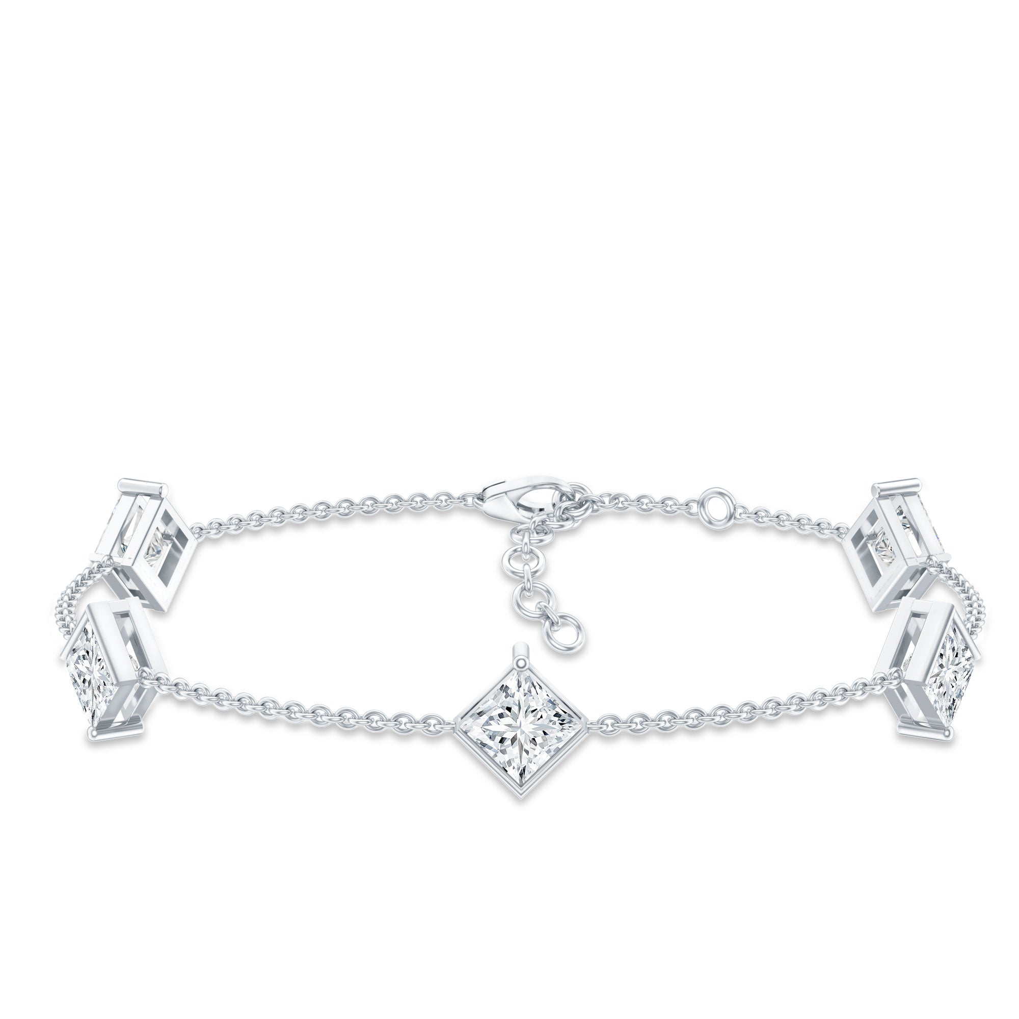 Princess Cut Bracelet – Lab Grown Diamonds 4 Carat Minimalist Diamond Chain