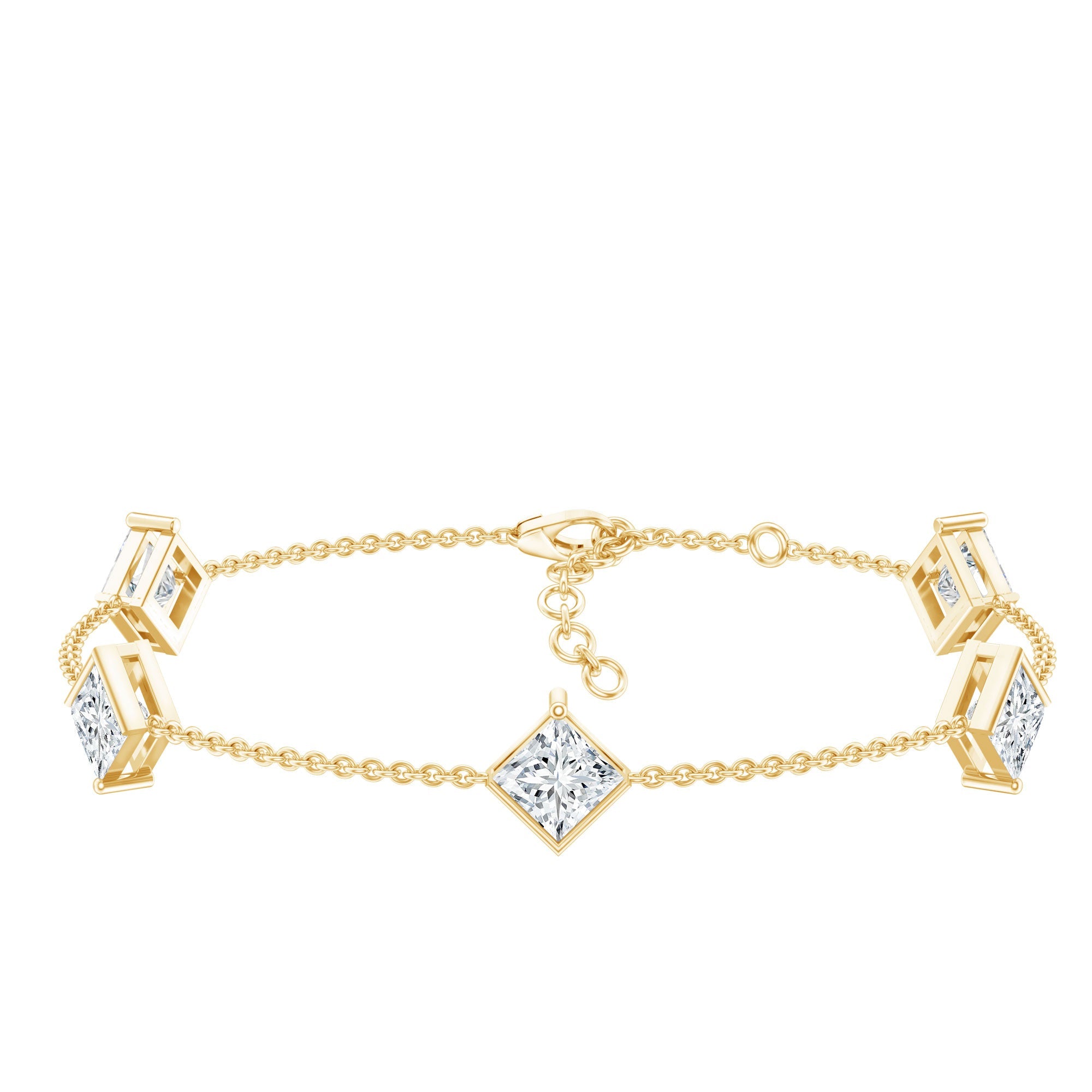Princess Cut Bracelet – Lab Grown Diamonds 4 Carat Minimalist Diamond Chain