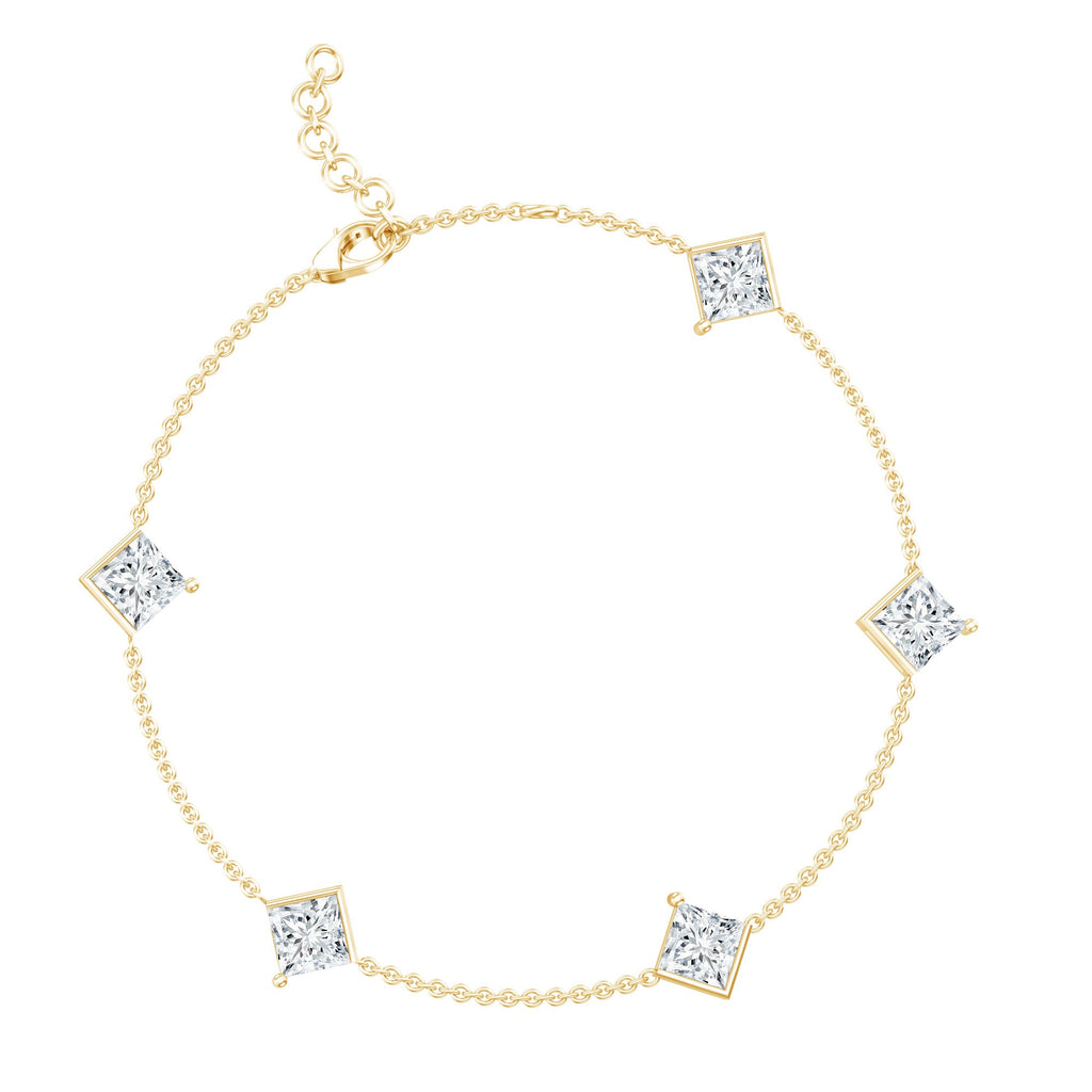 Princess Cut Bracelet – Lab Grown Diamonds 4 Carat Minimalist Diamond Chain