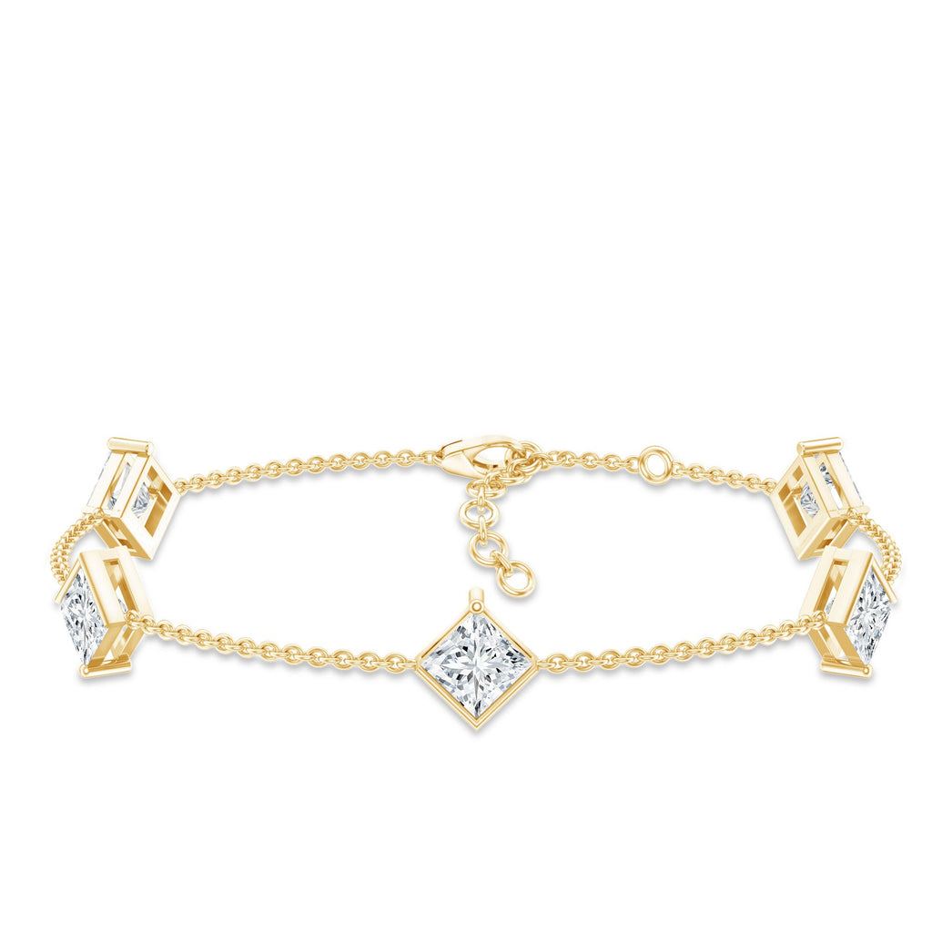 Princess Cut Bracelet – Lab Grown Diamonds 4 Carat Minimalist Diamond Chain