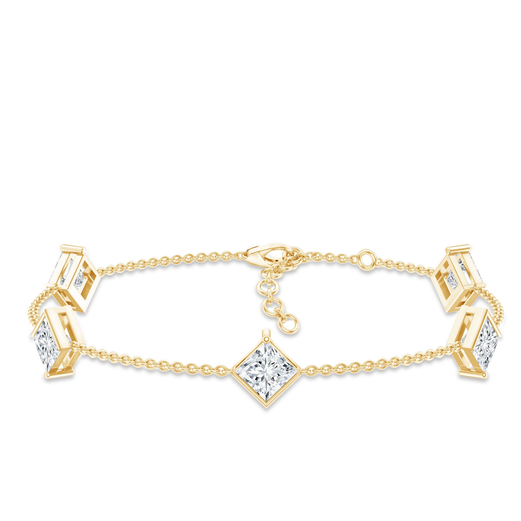 Princess Cut Bracelet – Lab Grown Diamonds 4 Carat Minimalist Diamond Chain