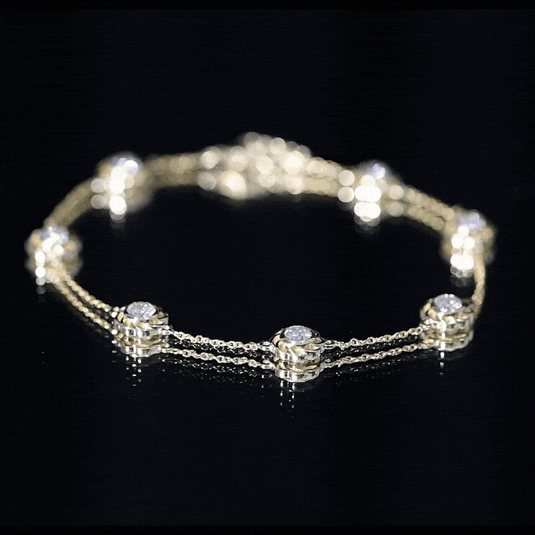 Lab Grown Diamond Bracelet – Delicate Floral Flower Station Chain Jewelry