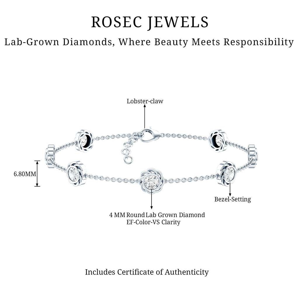 Lab Grown Diamond Bracelet – Delicate Floral Flower Station Chain Jewelry