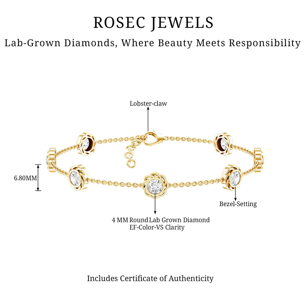 Lab Grown Diamond Bracelet – Delicate Floral Flower Station Chain Jewelry