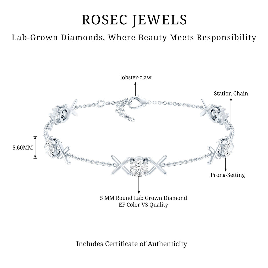 Lab Grown Diamond Bracelet – Round Cut Bridal Chain with Prong Setting