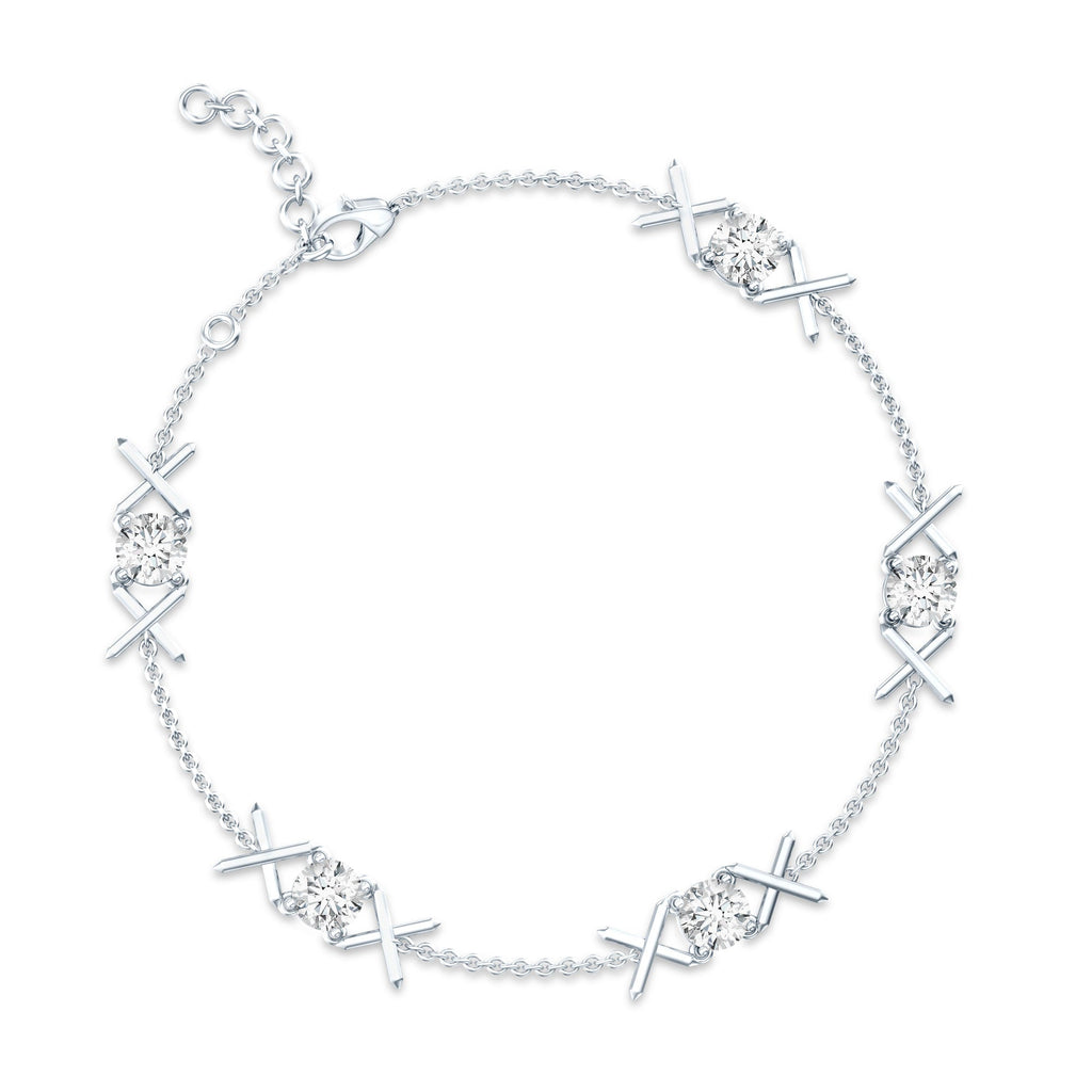 Lab Grown Diamond Bracelet – Round Cut Bridal Chain with Prong Setting