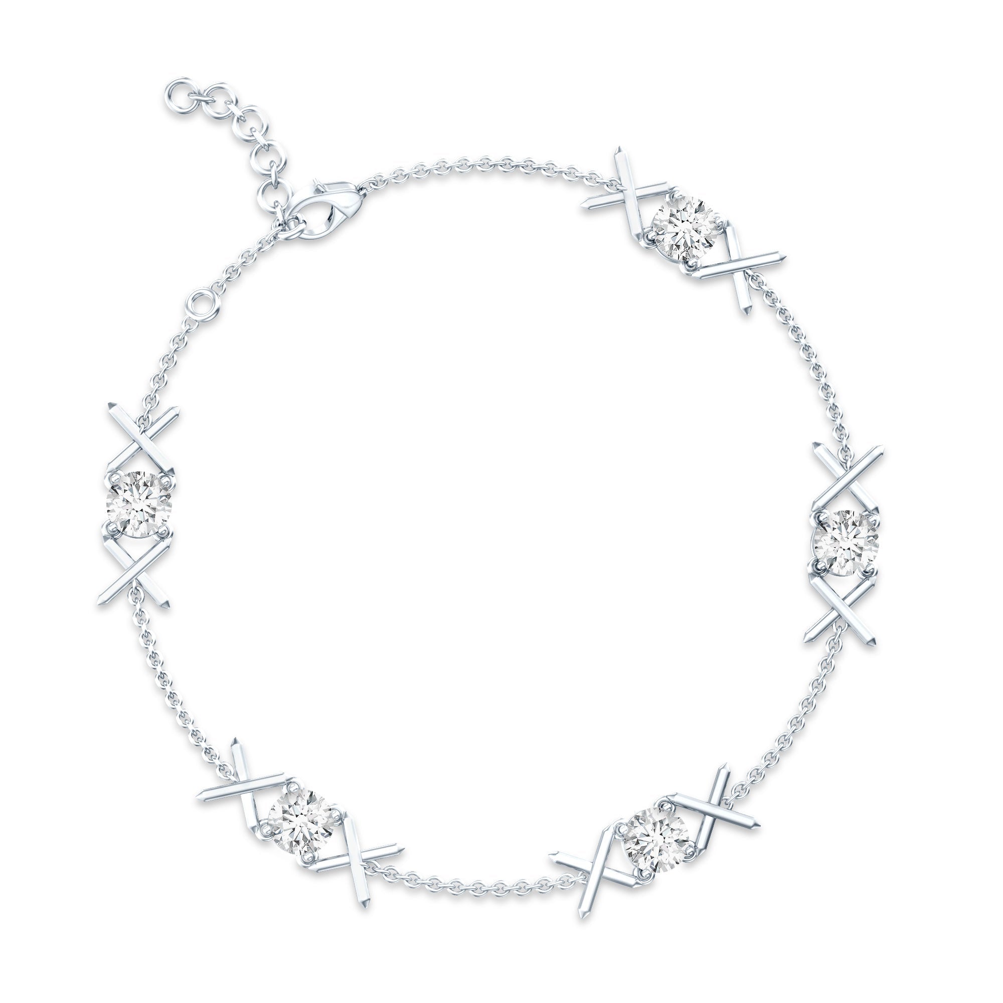 Lab Grown Diamond Bracelet – Round Cut Bridal Chain with Prong Setting