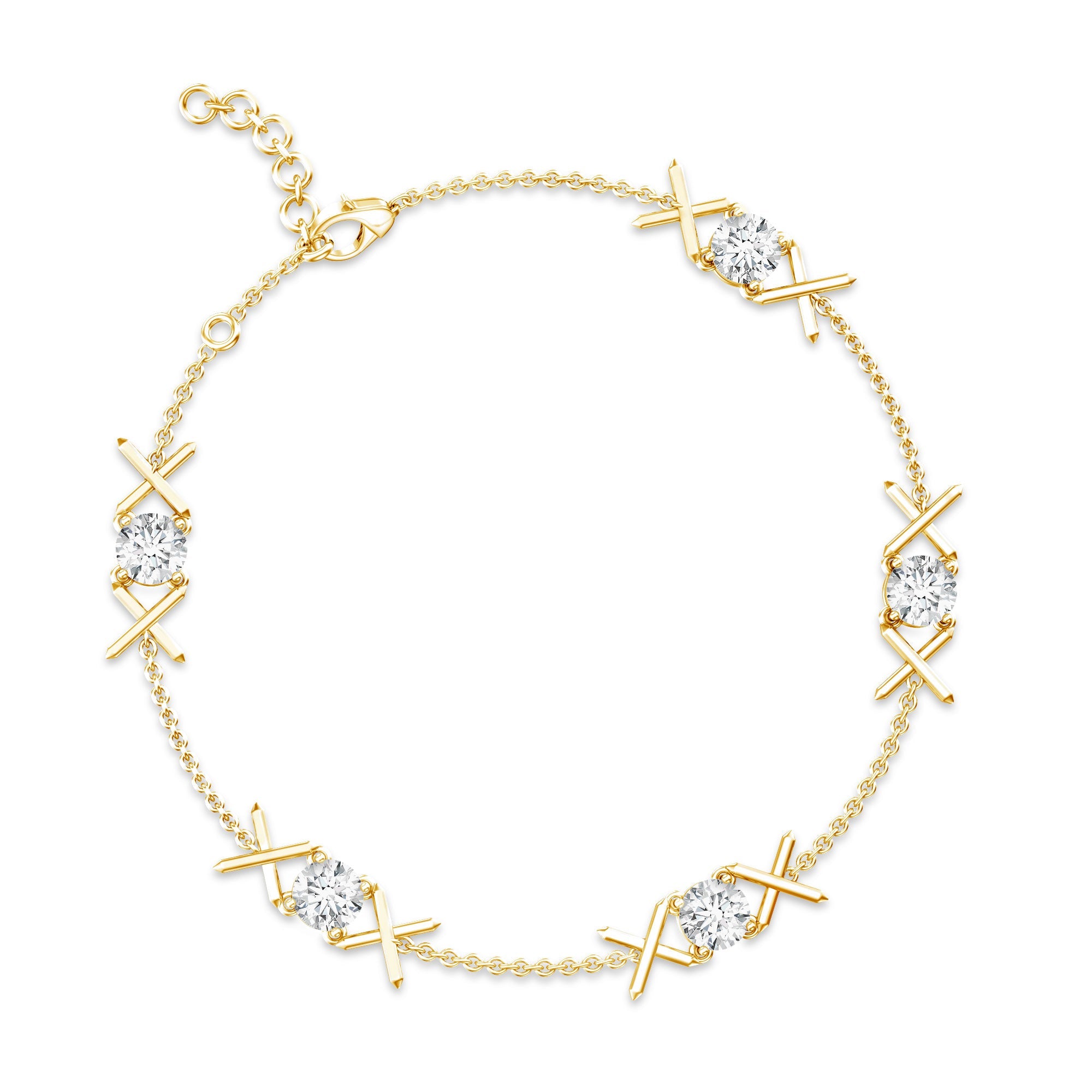 Lab Grown Diamond Bracelet – Round Cut Bridal Chain with Prong Setting