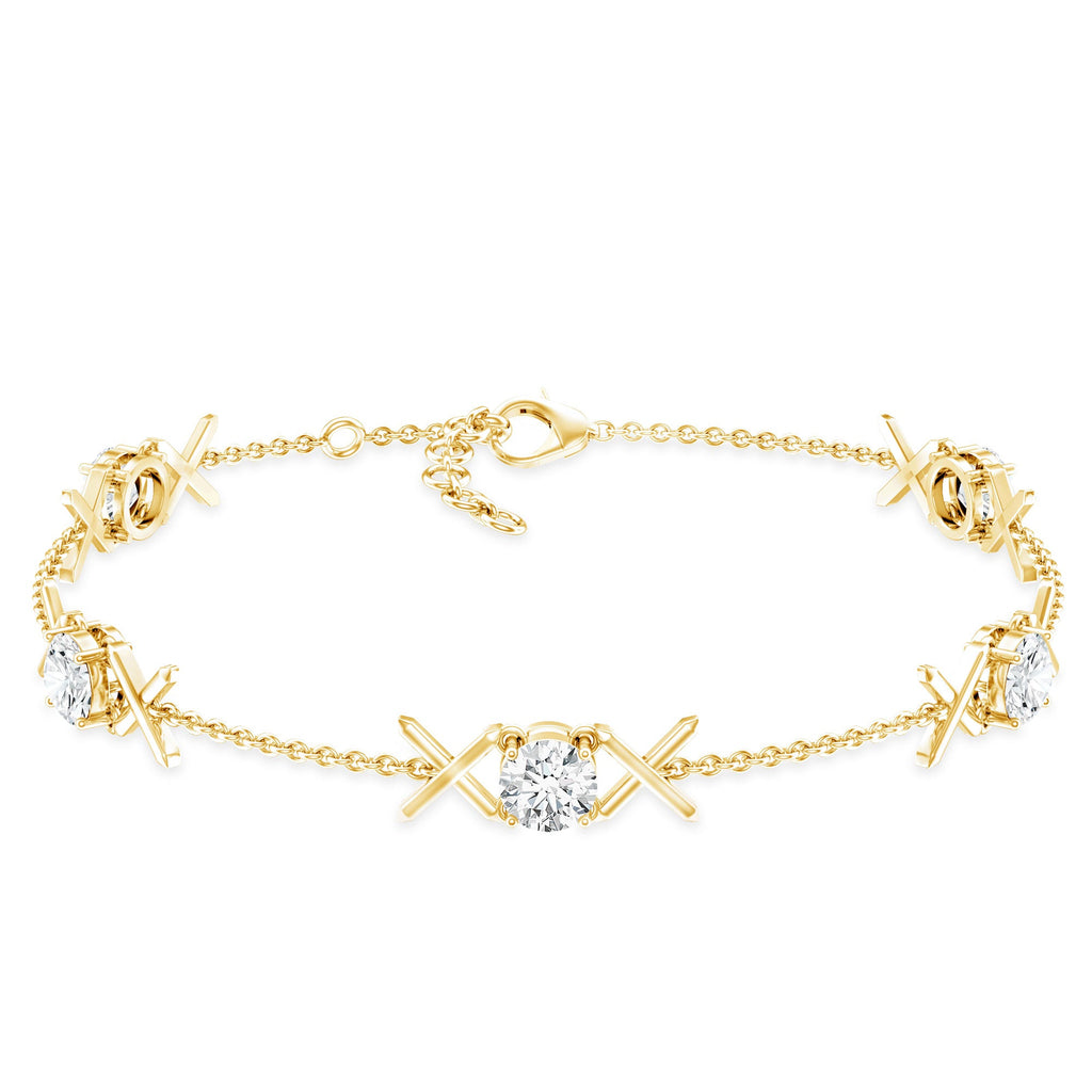 Lab Grown Diamond Bracelet – Round Cut Bridal Chain with Prong Setting