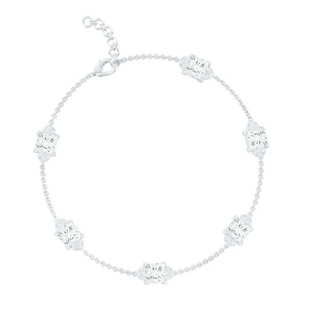 Lab Grown Diamond Bracelet – Princess Cut Diamonds Art Deco Station Chain Design