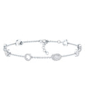 Lab Grown Diamond Bracelet - Bridal Station Chain With Halo Oval Diamonds EF-VS Quality