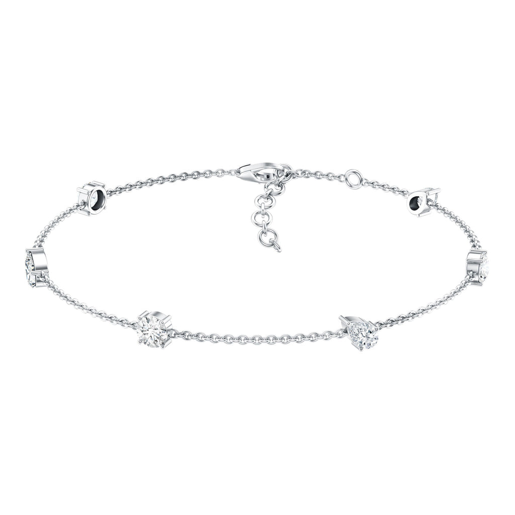 Lab Grown Diamond Bracelet - Stackable Chain With Prong Setting Diamonds