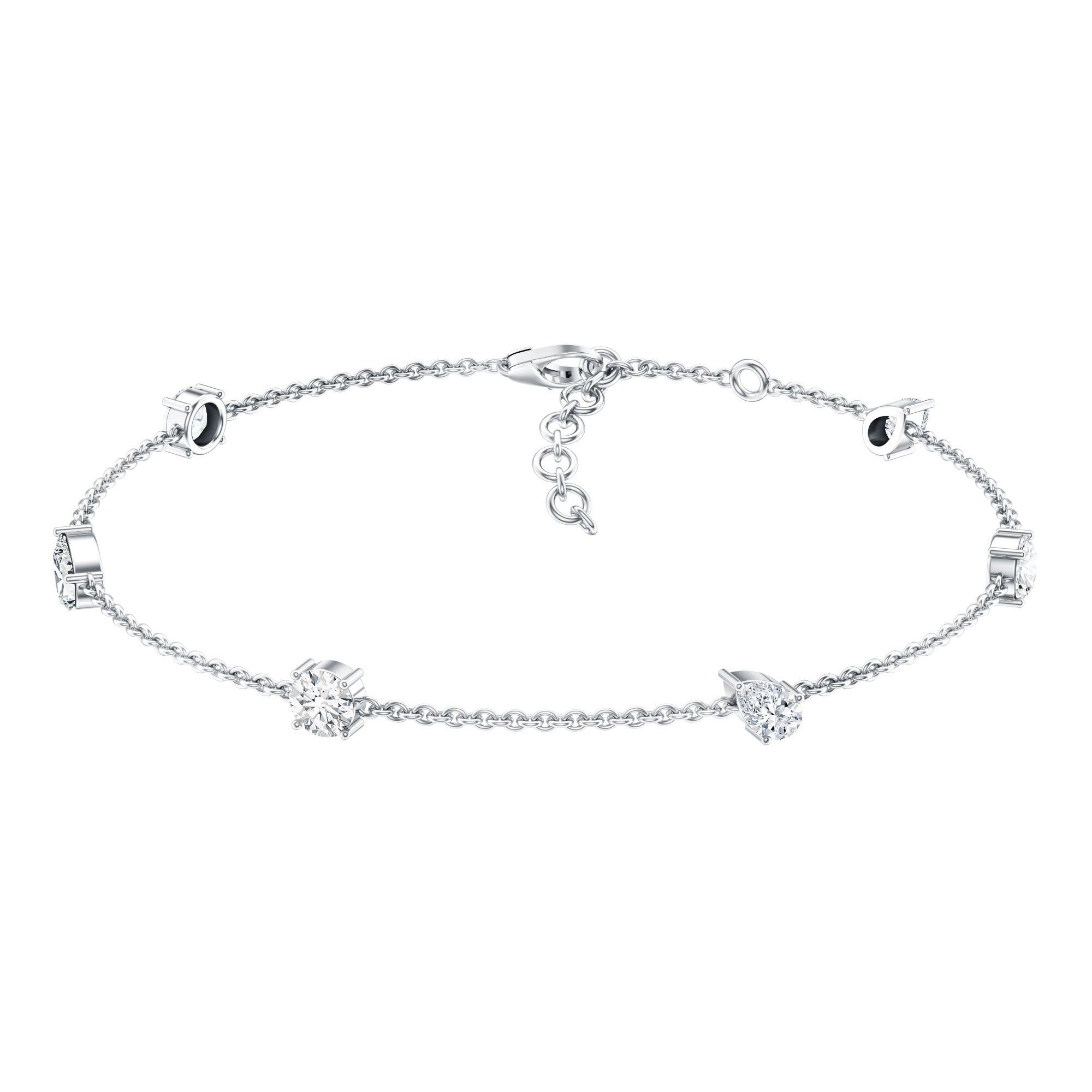 Lab Grown Diamond Bracelet - Stackable Chain With Prong Setting Diamonds
