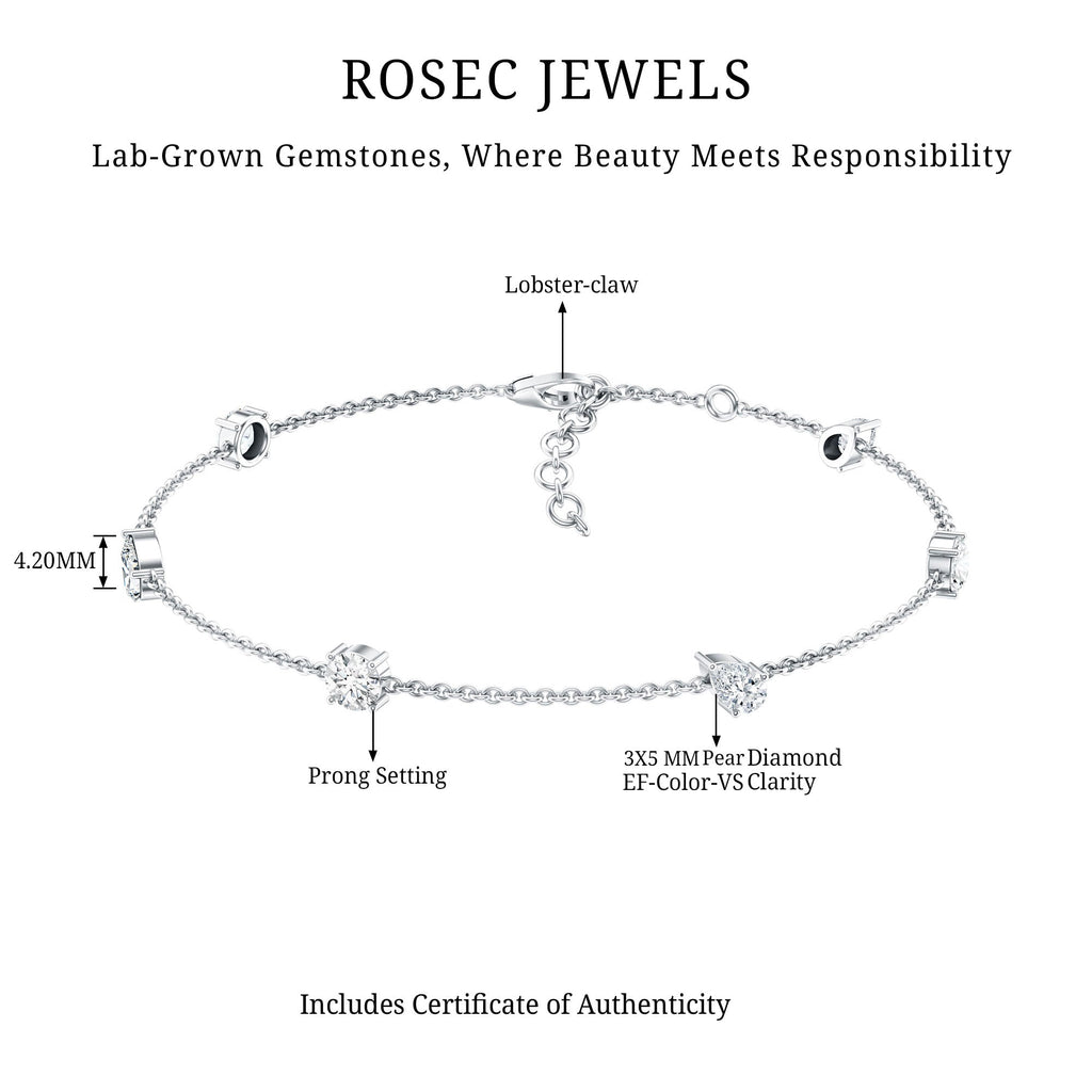 Lab Grown Diamond Bracelet - Stackable Chain With Prong Setting Diamonds
