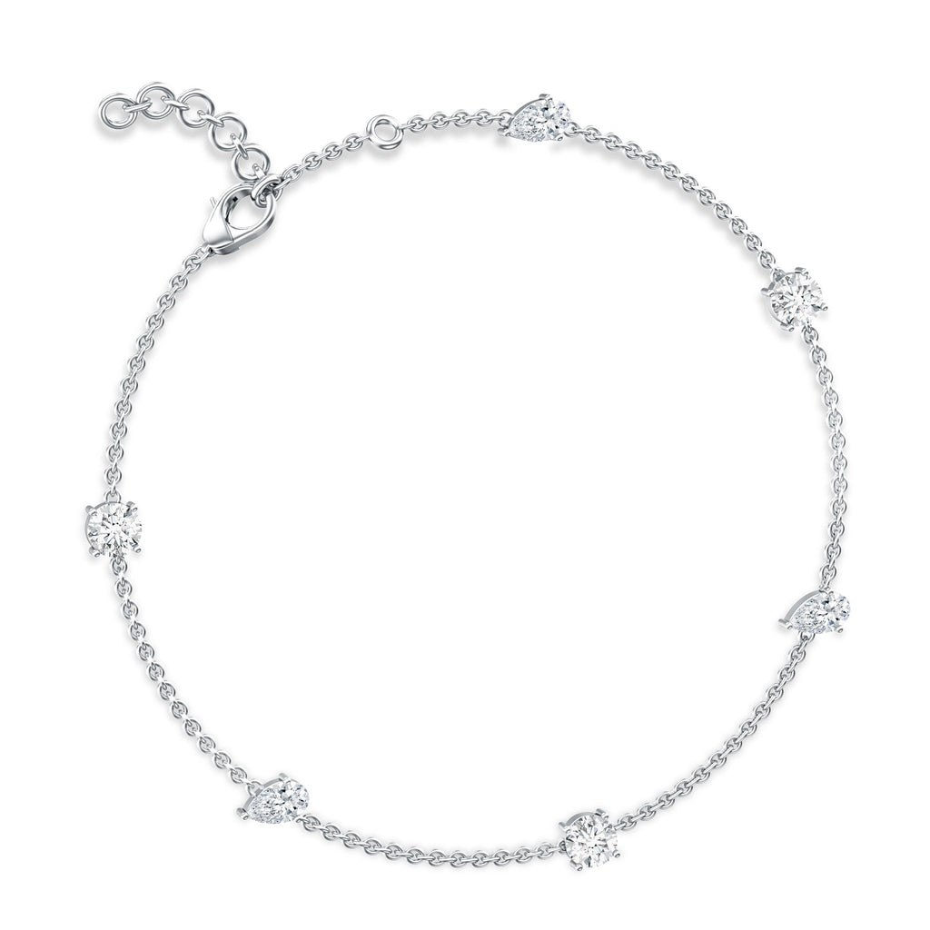 Lab Grown Diamond Bracelet - Stackable Chain With Prong Setting Diamonds