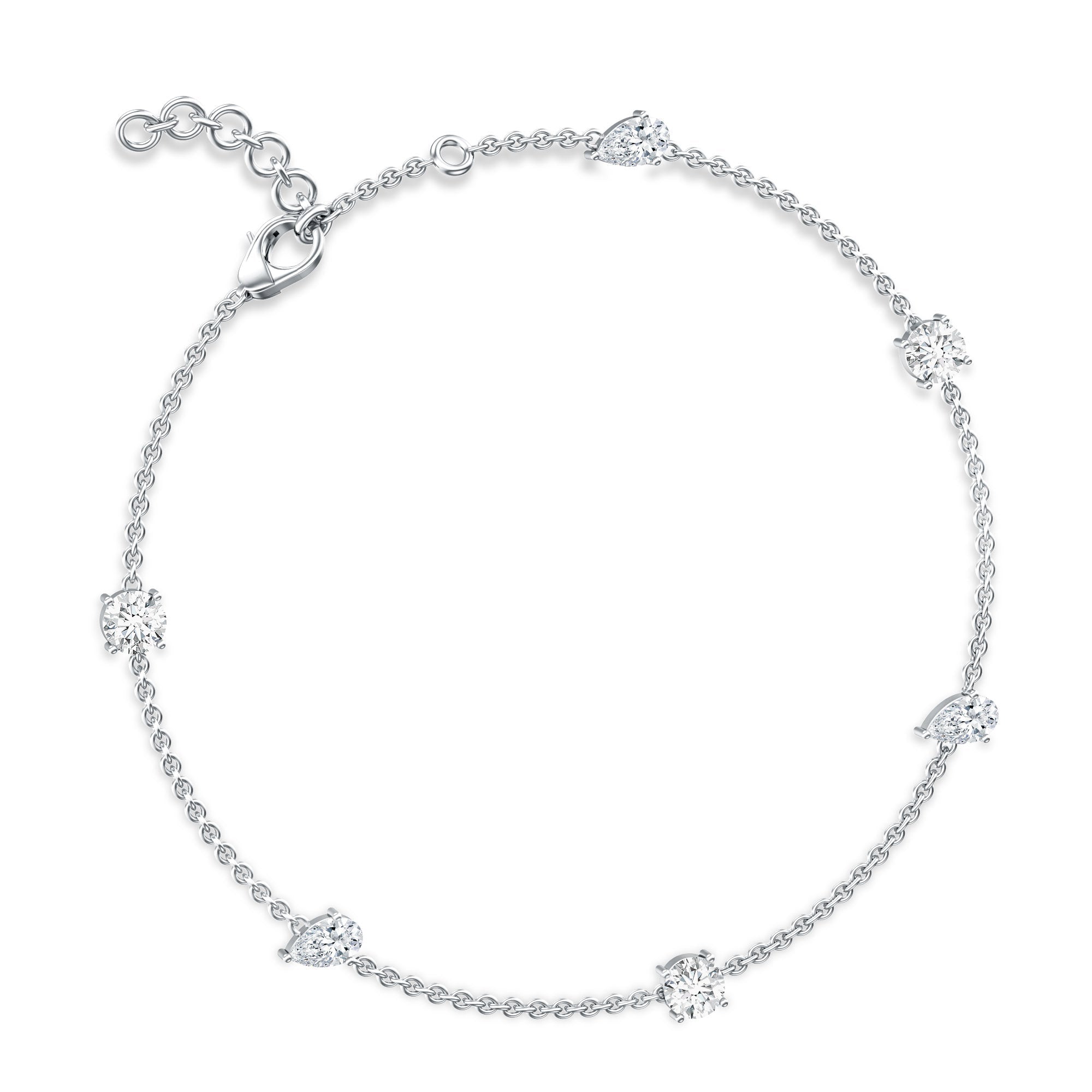 Lab Grown Diamond Bracelet - Stackable Chain With Prong Setting Diamonds