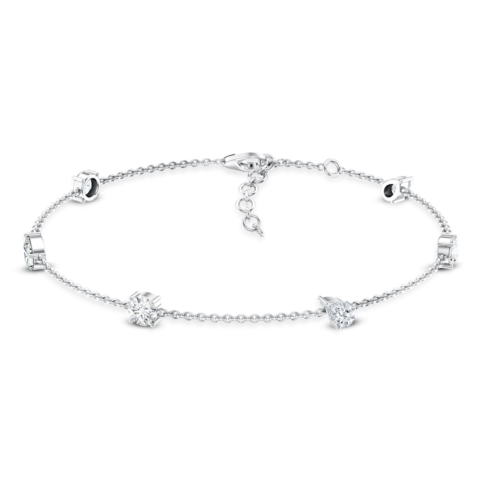 Lab Grown Diamond Bracelet - Stackable Chain With Prong Setting Diamonds