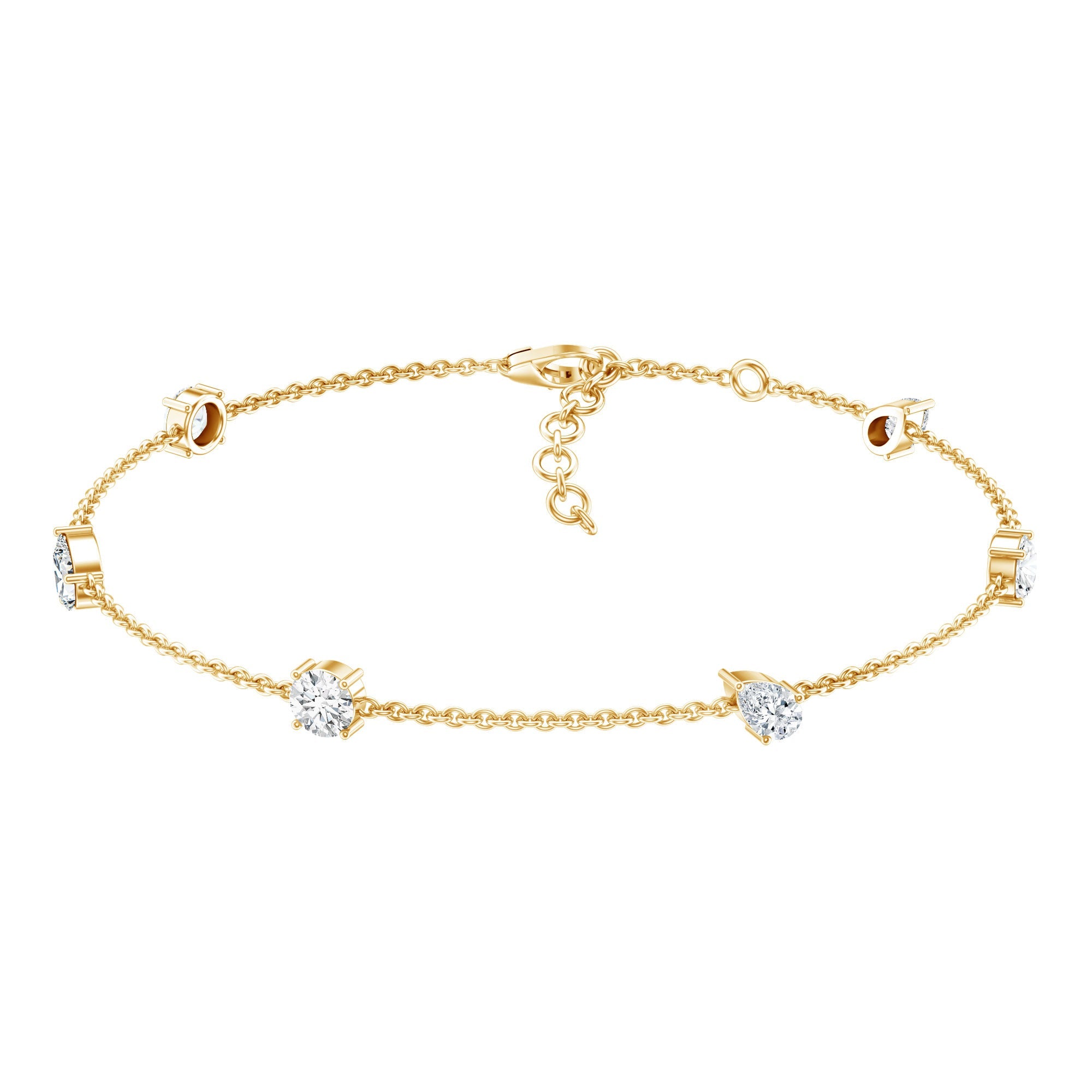 Lab Grown Diamond Bracelet - Stackable Chain With Prong Setting Diamonds